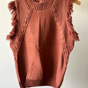 Rust Fringe Knit Sweater Vest. NWOT